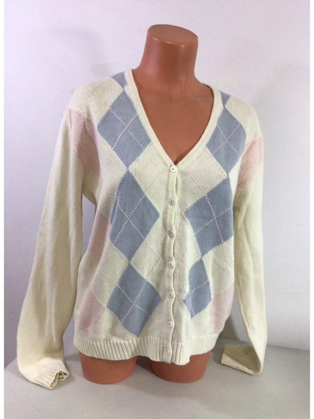 Brandy Melville Vintage Plaid Cardigan Sweater Varsity Preppy Womens Large